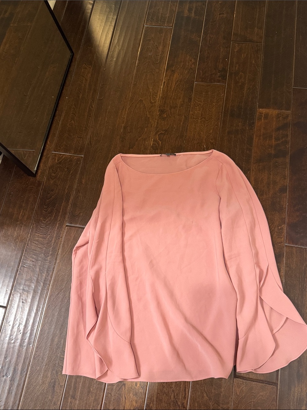Lafayette 148 New York Dusty Rose Draped Bell Sleeve Blouse-XXL